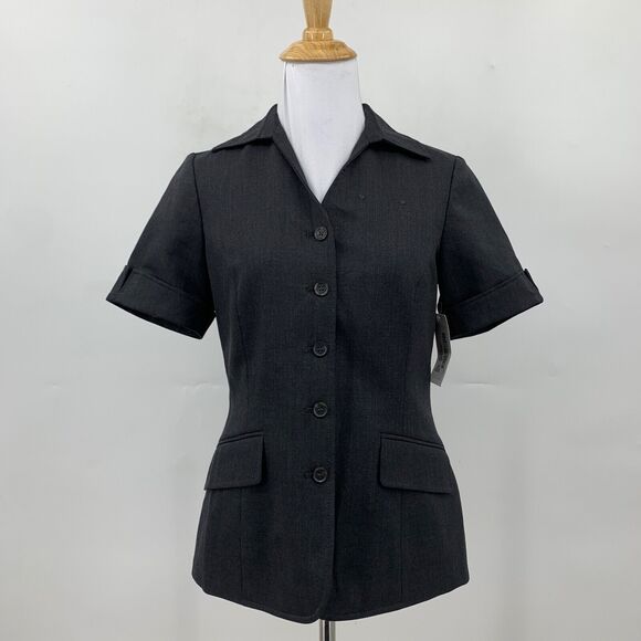 American Airlines Twinhill Jacket Womens 0 Dark Charcoal Uniform Wool Blend - Picture 2 of 12